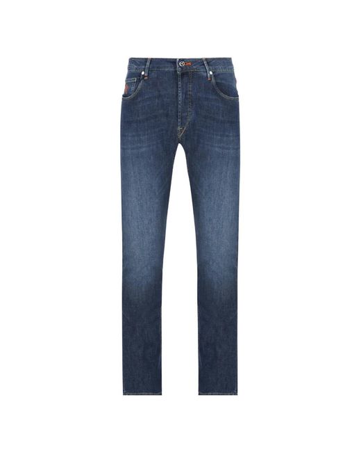 Hand Picked Blue Ravello Logo-Patch Jeans for men