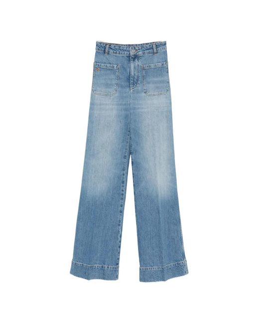 Victoria Beckham Blue Alina Patch-Pocket Wide-Leg Jeans