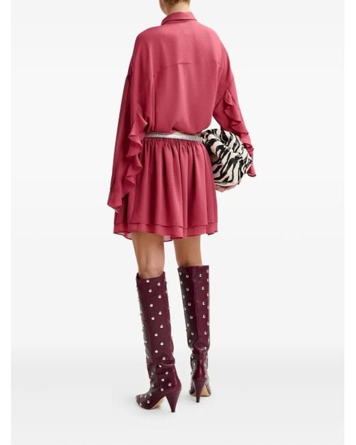 Falda midi con diseño fruncido Essentiel Antwerp de color Red