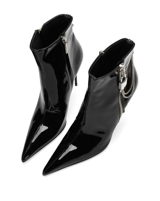 Dolce & Gabbana Black Patent Leather Heeled Boots