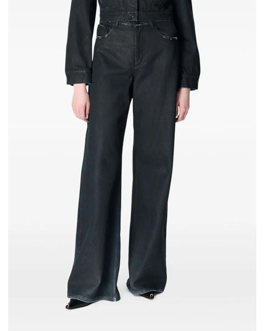 MARINE SERRE Black Moon Waxed Jeans