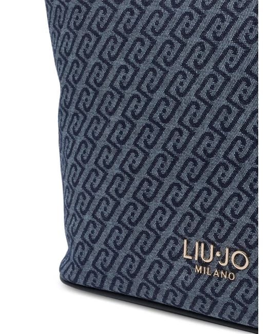Liu Jo Blue Logo Zip Tote Bag