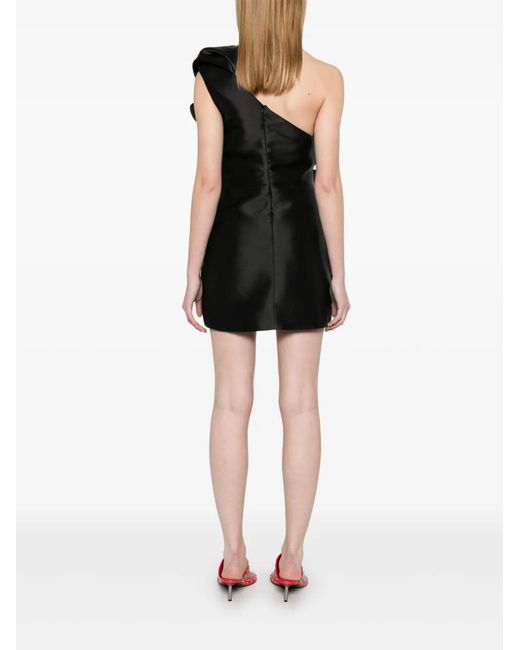 Marques'Almeida Black Satin Draped Mini Dress