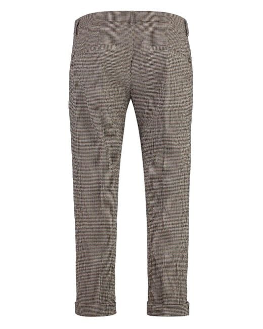Dondup Gray Check-Pattern Trousers for men