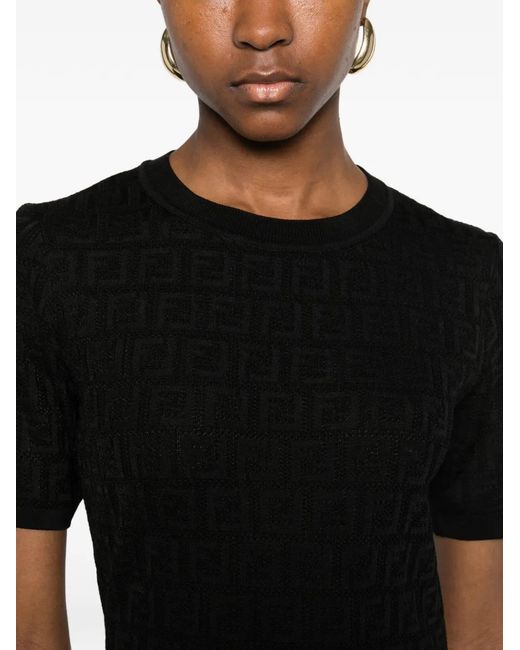 Fendi Black Ff Cotton Blend Dress