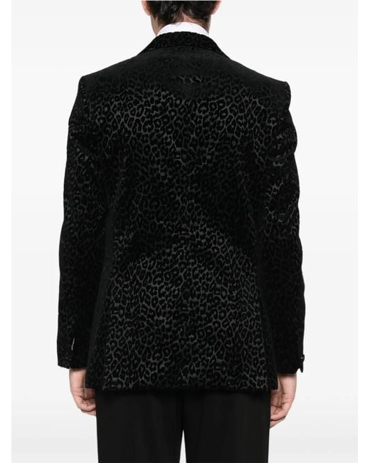 Fursac Black Pattern Animal Cotton Blazer for men