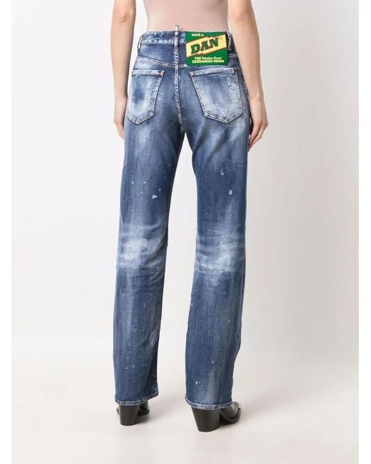 DSquared² Blue High-Waisted Tie-Dye Jeans