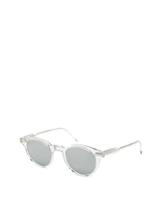 Thom Browne White Round-Frame Sunglasses