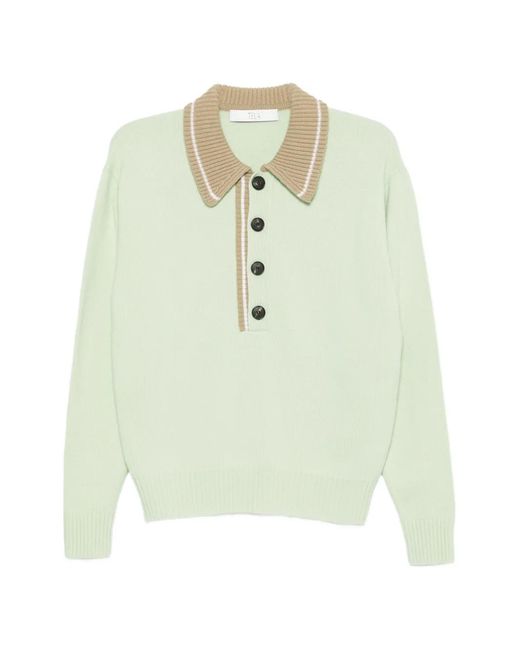 Tela White Farida Polo Sweater