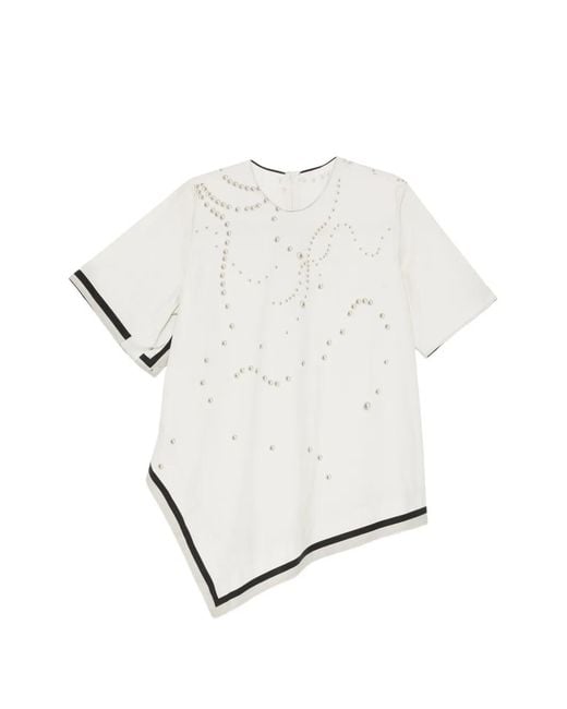 JNBY White Pearl-Printed Blouse
