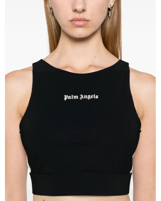 Palm Angels Black Logo-Print Top