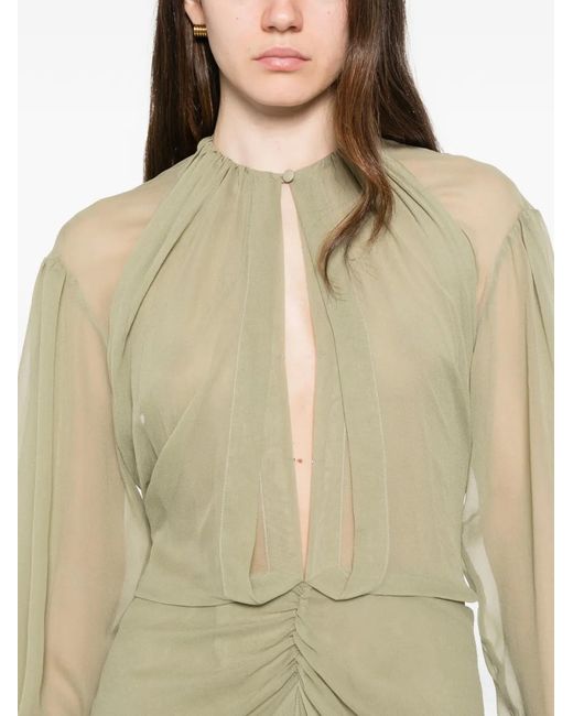 Erika Cavallini Semi Couture Green Ruffled Asymmetric Dress