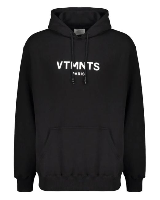 メンズ Vetements ロゴ リブカフス パーカー Black