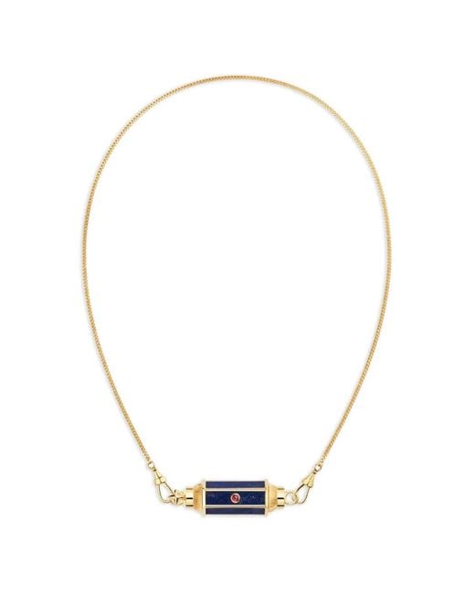 Marie Lichtenberg White Baby Locket Ruby And Lapis Lazuli Necklace
