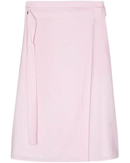 Studio Nicholson Pink Textured-finish Wrap Midi Skirt