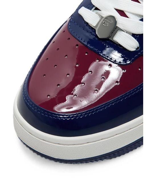 A Bathing Ape Blue Patent-Leather Bape Sta Sneakers for men