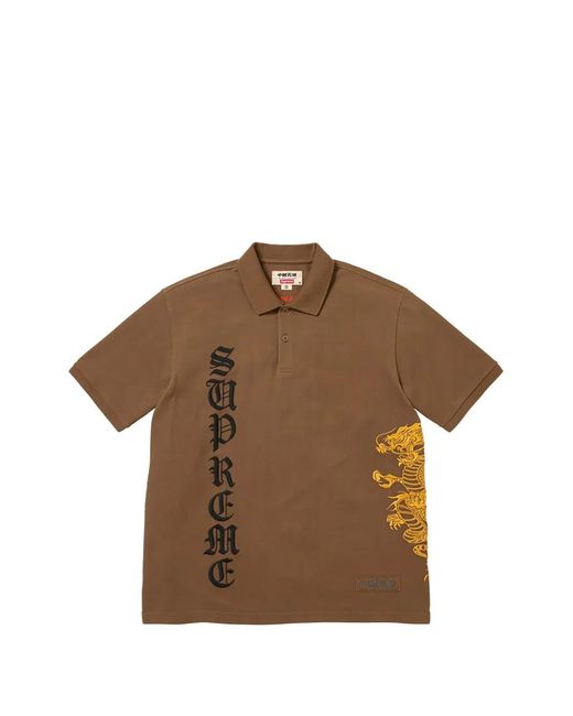 Supreme Brown X The Great China Wall Dragon Embroidered Shirt for men