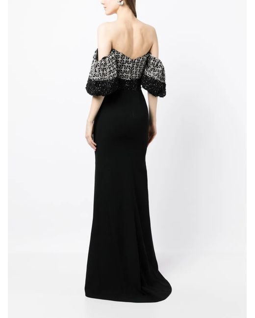 Saiid Kobeisy Black Off-Shoulder Beaded Dress