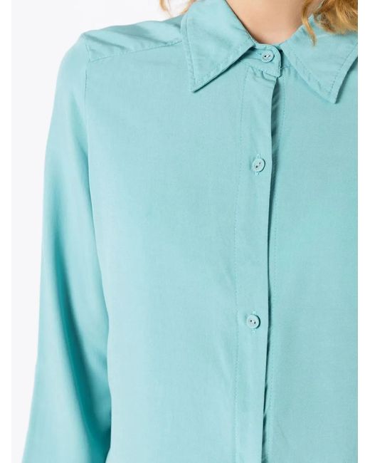 Amir Slama Blue Long-Sleeved Tie-Front Shirt