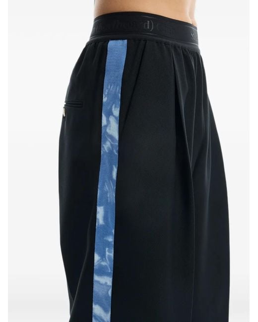 Stockholm Surfboard Club Black Side-Stripe Wide-Leg Trousers for men