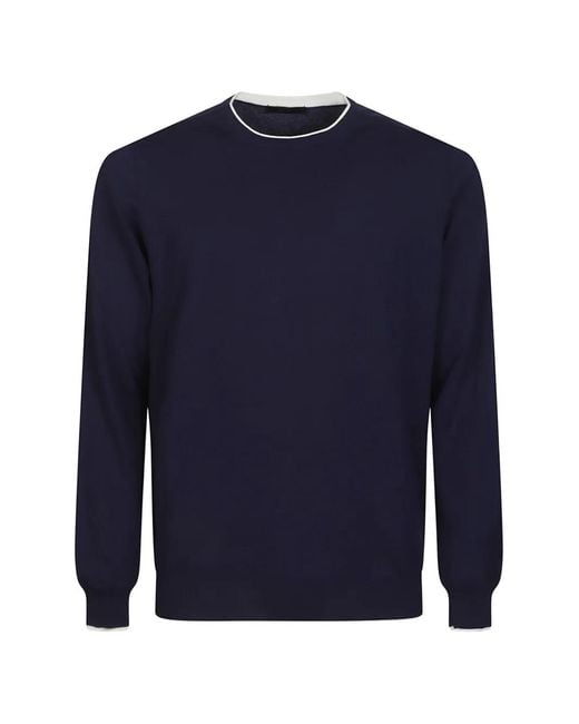 Fay Blue Crew-Neck Long-Sleeve Sweater for men