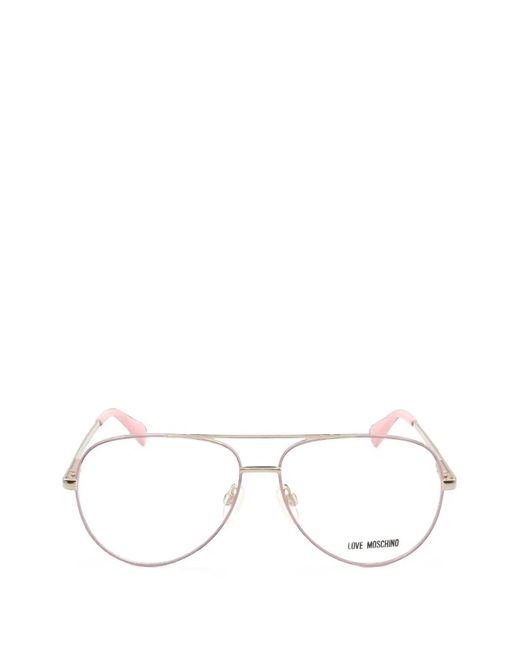 Moschino White Pilot-Frame Glasses