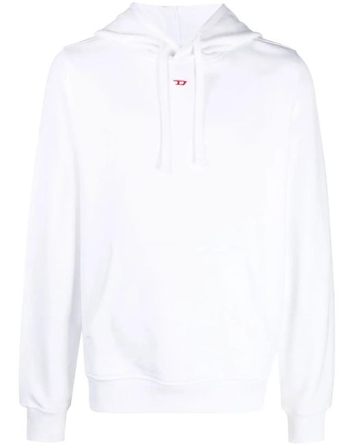 DIESEL White Logo-print Pullover Hoodie for men