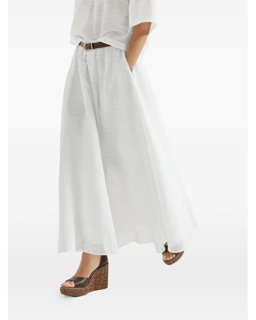 Brunello Cucinelli White Broderie Anglaise Skirt