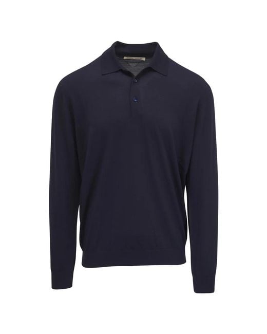 Maurizio Baldassari Blue Point Collar Ribbed Polo Shirt for men