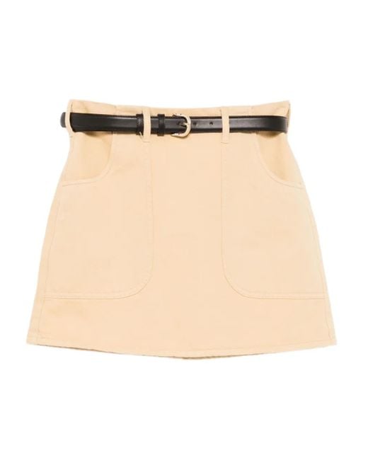 Self-Portrait Natural A-Line Belted Mini Skirt