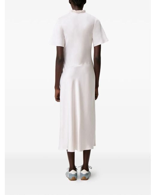 Claudie Pierlot White Ruffled Keyhole Midi Dress