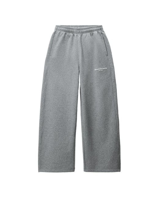 Alexander Wang Gray Mid-Rise Relaxed Sweatpant W/ Logo Print