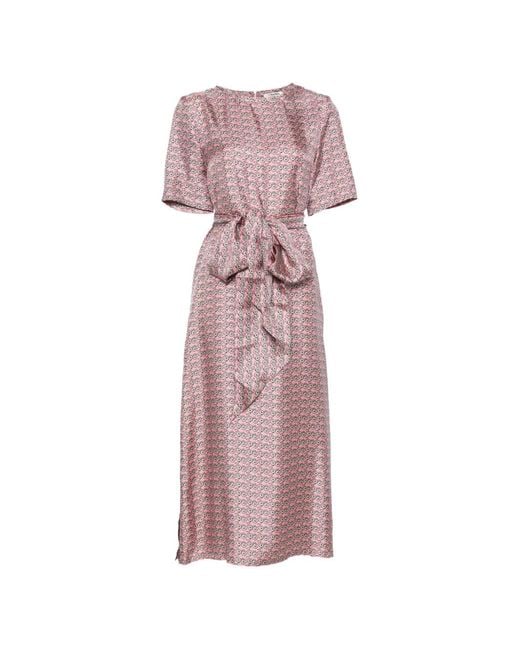 Max Mara Pink Bicycle-Print Silk Dress
