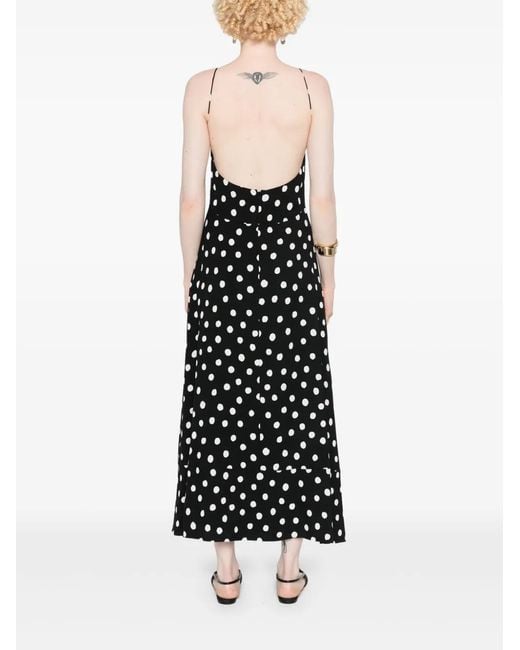 Saint Laurent Black Cut-out Polka Dot Midi Dress - Women's - Silk/viscose
