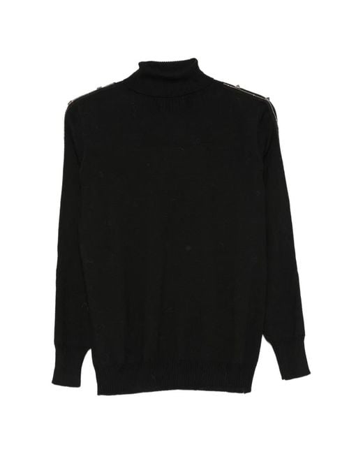 D.exterior Black Stud-Embellished Roll-Neck Sweater