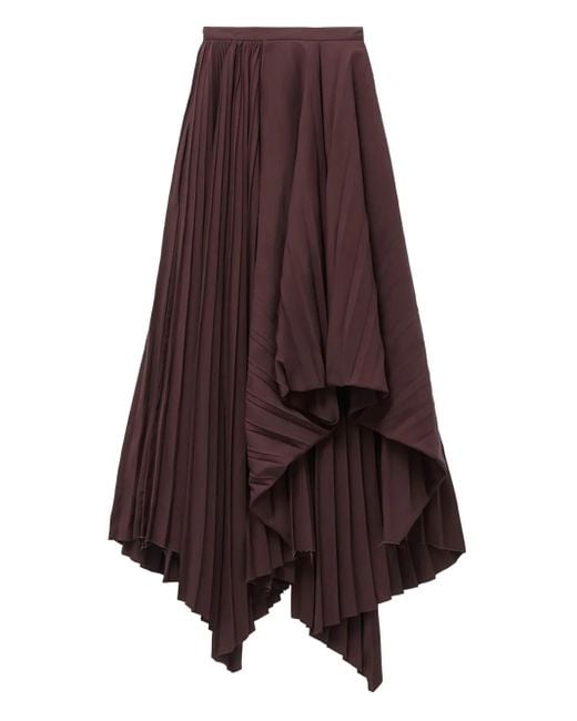 Alexander McQueen Purple Pleated Asymmetric Midi Skirt