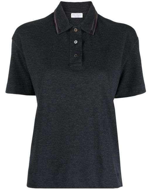 Brunello Cucinelli Black T-Shirt mit Perlen