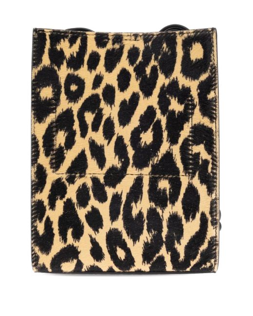 Jil Sander Black Small Tangle Leopard-Print Shoulder Bag