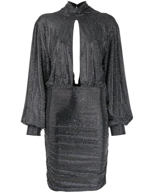 Philipp Plein Gray Encrusted Rhinestone Jersey Dress