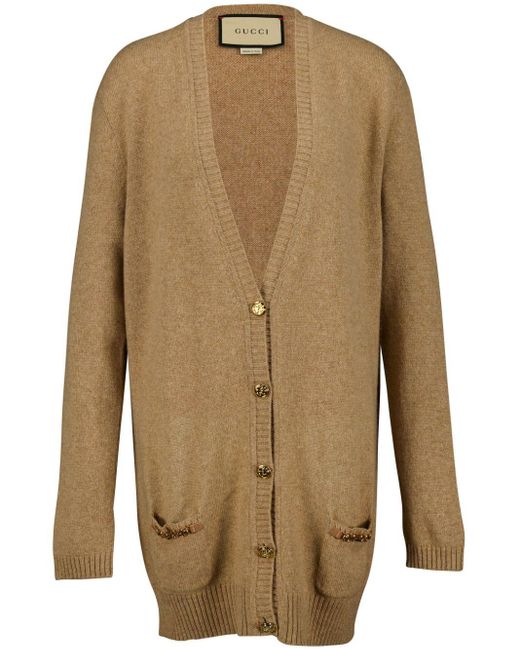 Gucci Natural Cashmere Knitted Cardigan