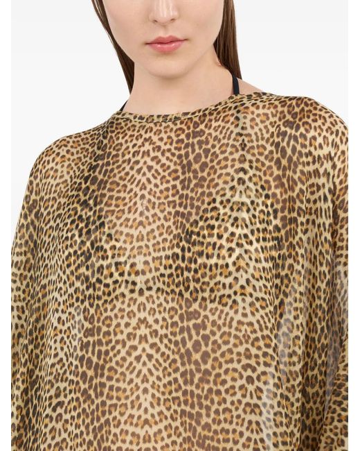 Roberto Cavalli Natural Robe-Caftan À Motif Léopard