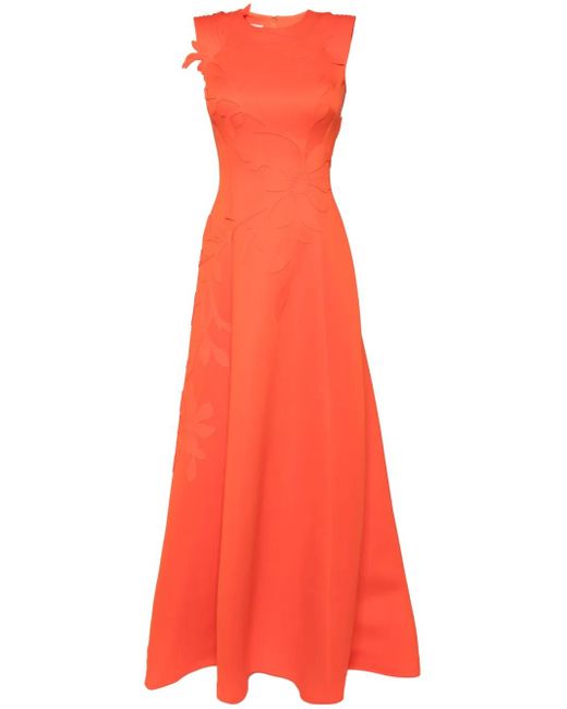 Saiid Kobeisy Red Robe Longue À Fleurs