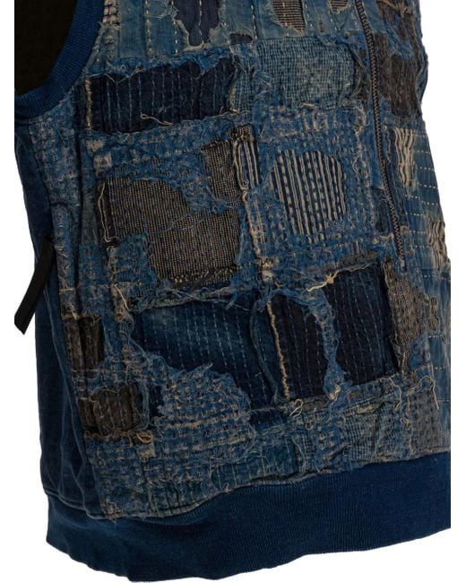 Kapital Blue Patchwork Waistcoat for men