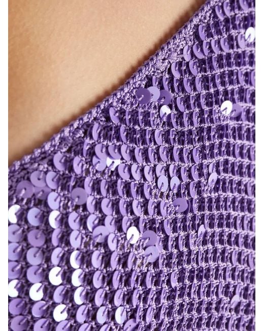 retroféte Purple Sequin Halterneck Top