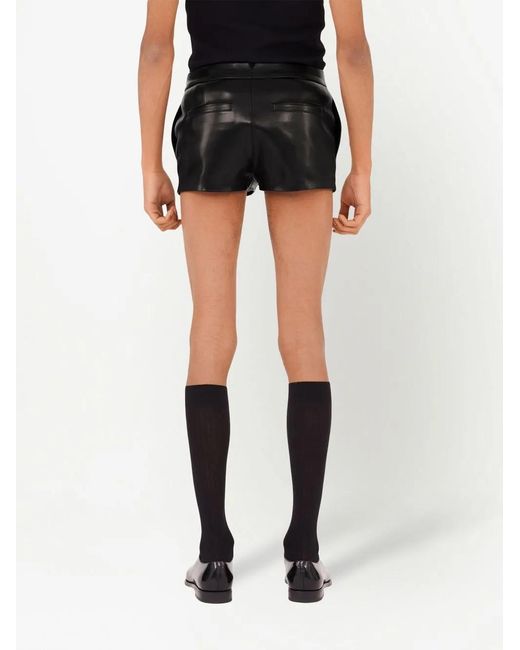 Ferragamo Black Nappa-Leather Mini Shorts for men