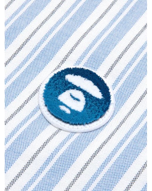 Aape By A Bathing Ape Blue Striped Cotton Shirt for men