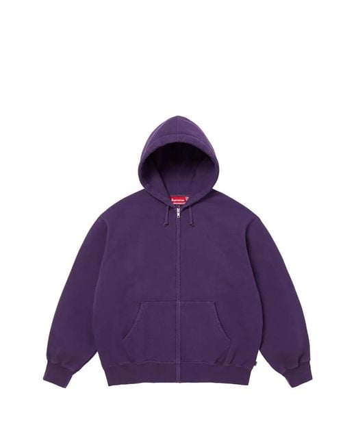 Supreme Purple Cut-Out Zip-Up Hoodie for men