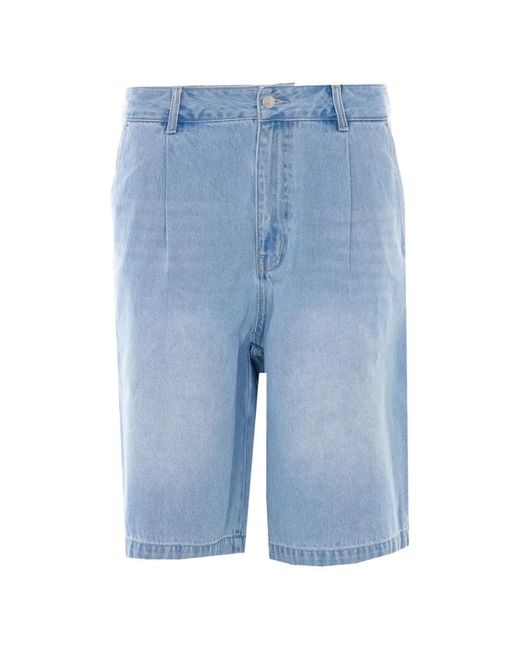 DUNST Blue Pleated Denim Shorts for men