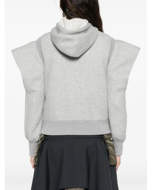 Sacai White Zip-Fastening Hoodie