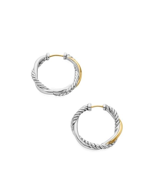 David Yurman Metallic 14Kt And Sterling Petite Infinity Hoop Earrings (17.3Mm)